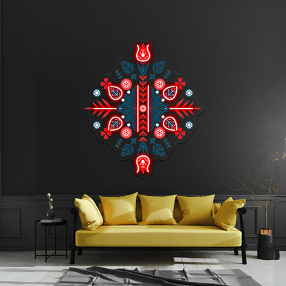 Scandinavian Folk Patterns Wall Artwork Neon Signs