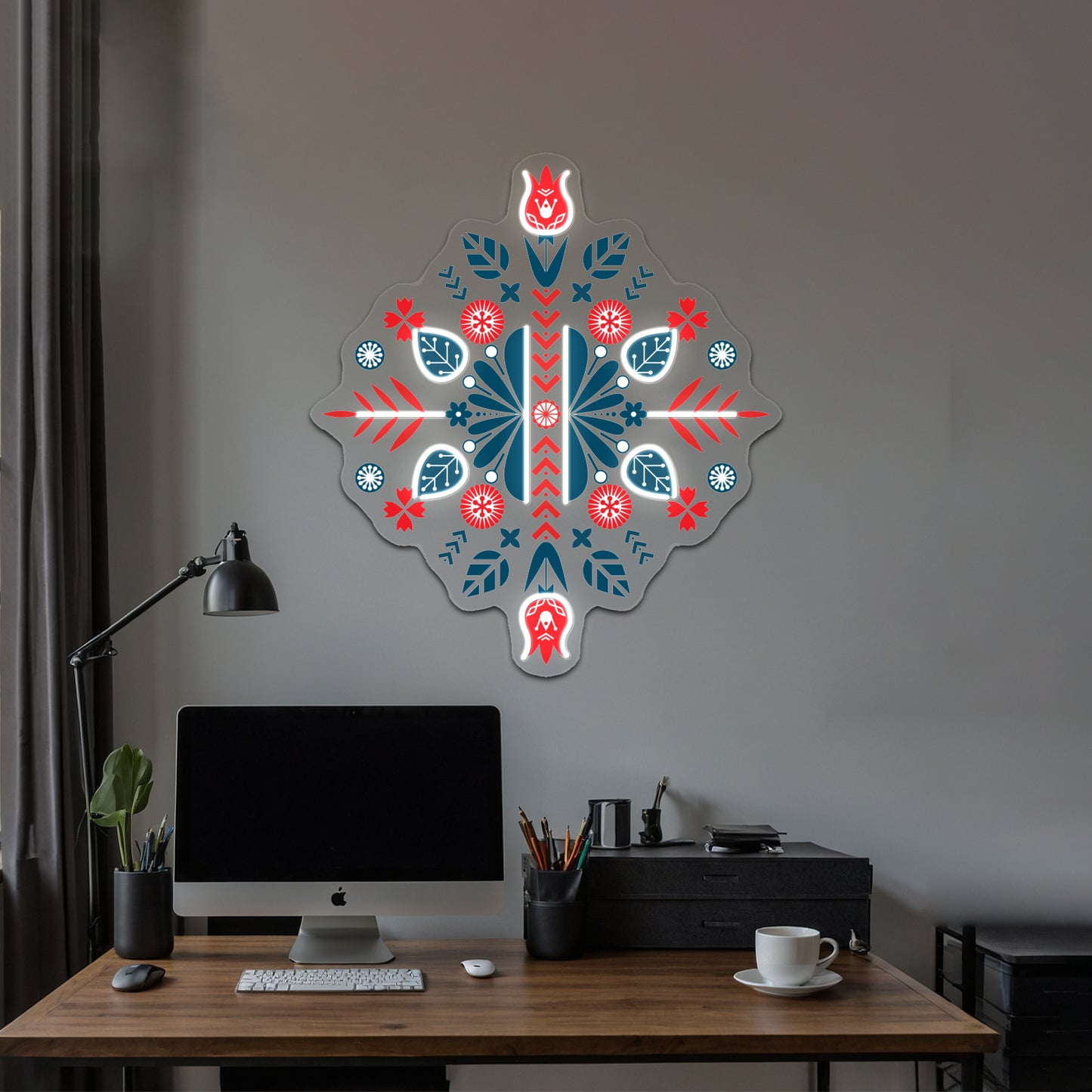 Scandinavian Folk Patterns Wall Artwork Neon Signs