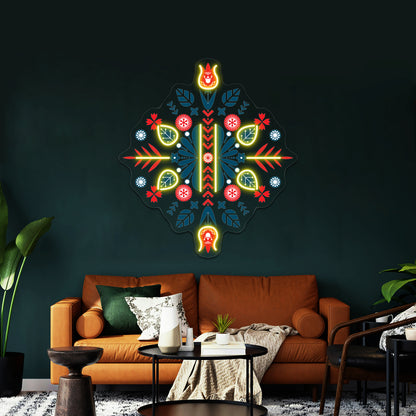 Scandinavian Folk Patterns Wall Artwork Neon Signs