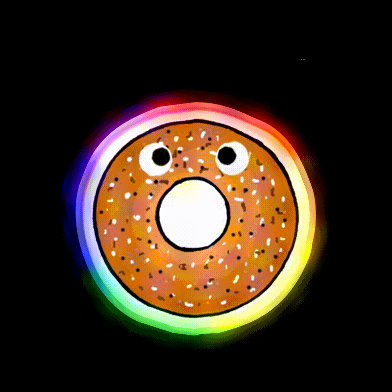 Scared Bagel Man Snack Food Led Neon Sign Rgb Color - LED neon sign close-up detail