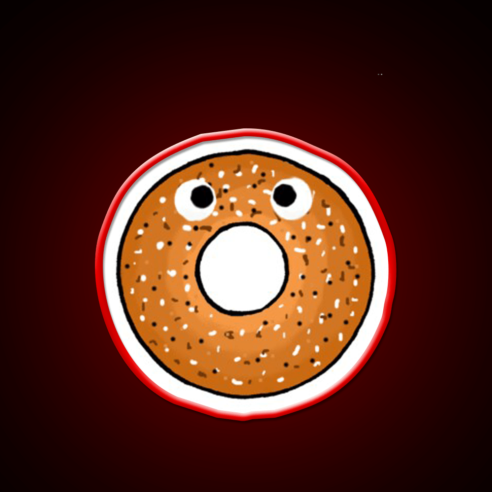 Scared Bagel Man Snack Food Led Neon Sign Rgb Color - Shineneon
