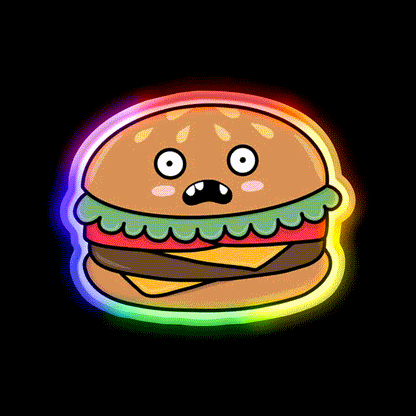 Scared Hamburger Fast Food Led Neon Sign For Burger Place Rgb Color - LED neon sign close-up detail