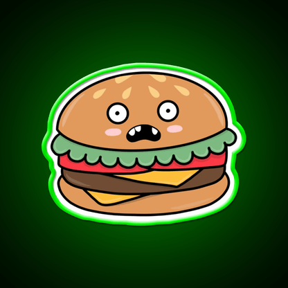 Scared Hamburger Fast Food Led Neon Sign For Burger Place Rgb Color - Shineneon