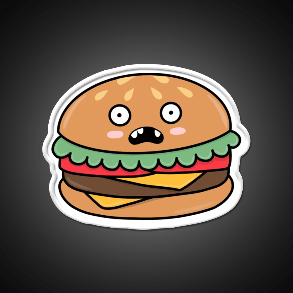 Scared Hamburger Fast Food Led Neon Sign For Burger Place Rgb Color - Shineneon