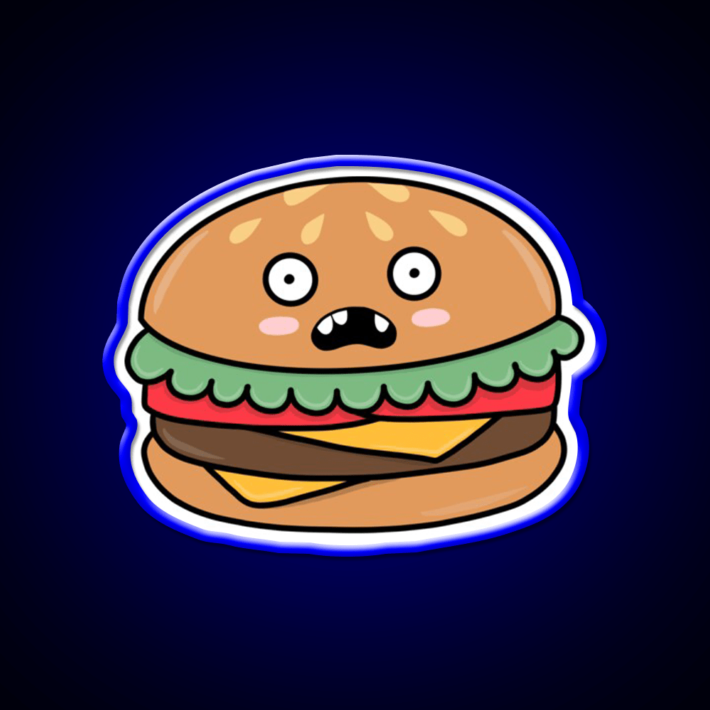 Scared Hamburger Fast Food Led Neon Sign For Burger Place Rgb Color - Shineneon