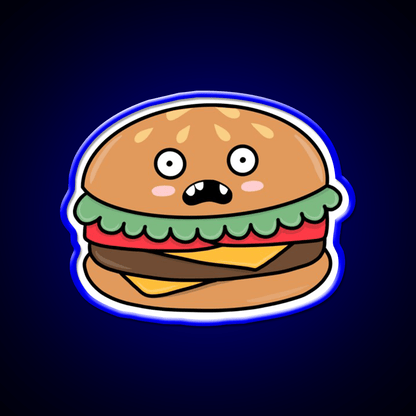 Scared Hamburger Fast Food Led Neon Sign For Burger Place Rgb Color - Shineneon