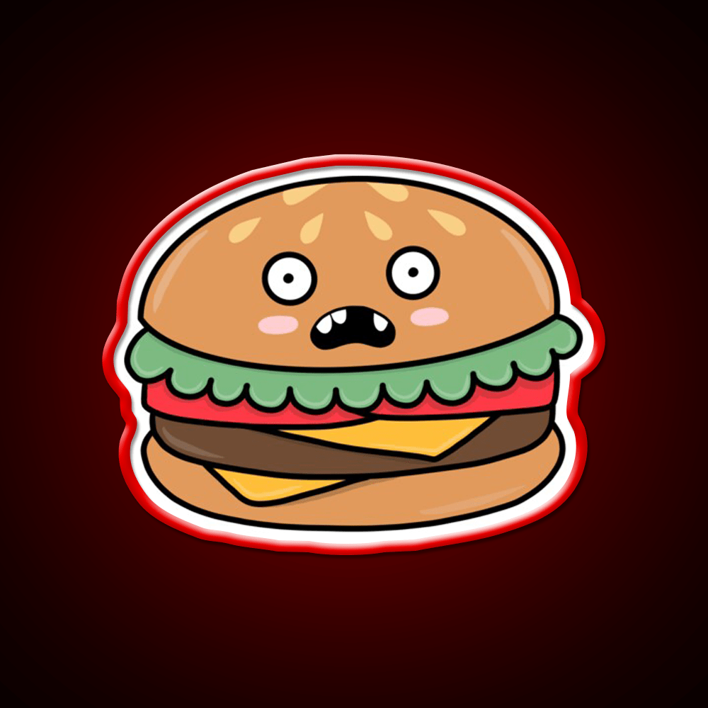 Scared Hamburger Fast Food Led Neon Sign For Burger Place Rgb Color - Shineneon