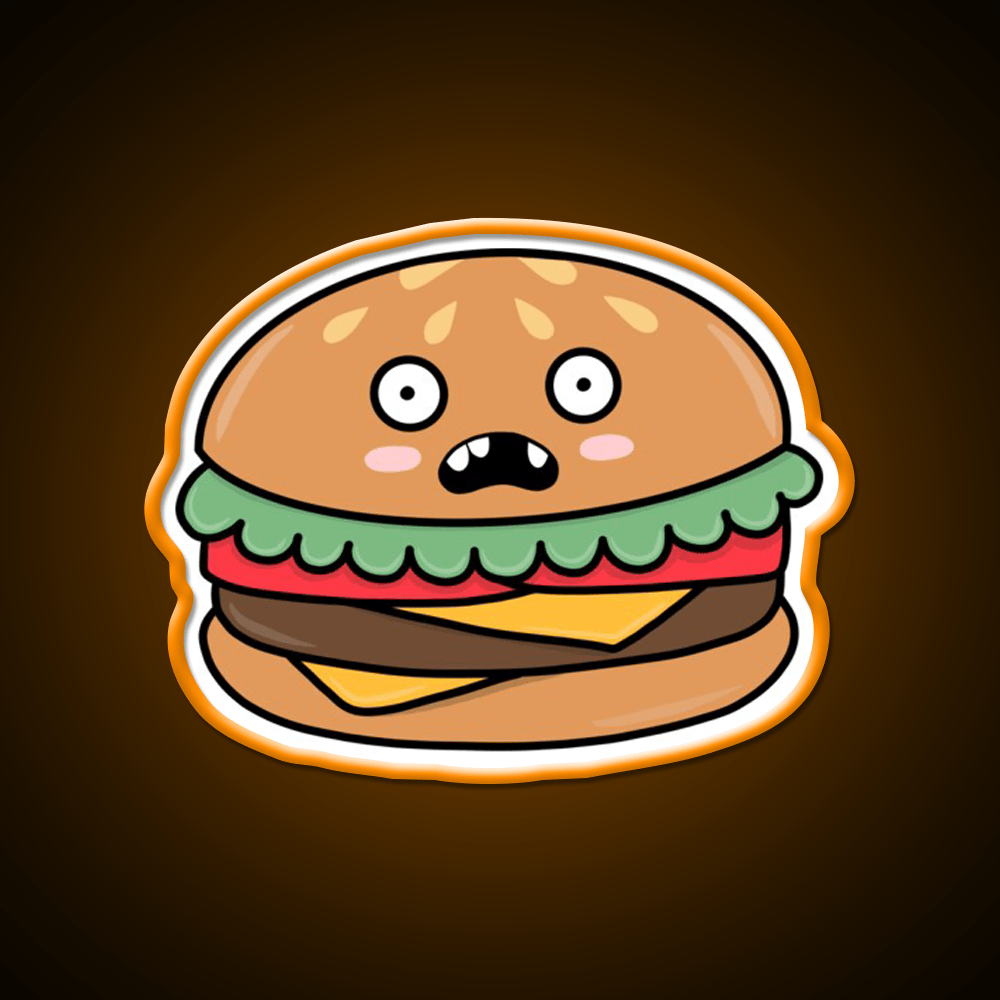 Scared Hamburger Fast Food Led Neon Sign For Burger Place Rgb Color - Shineneon