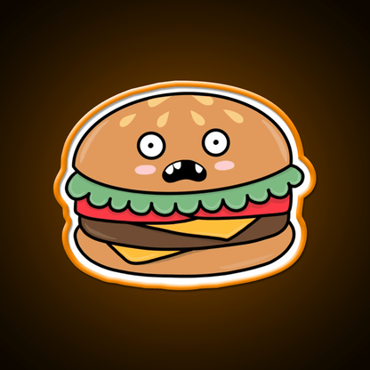 Scared Hamburger Fast Food Led Neon Sign For Burger Place Rgb Color - Shineneon