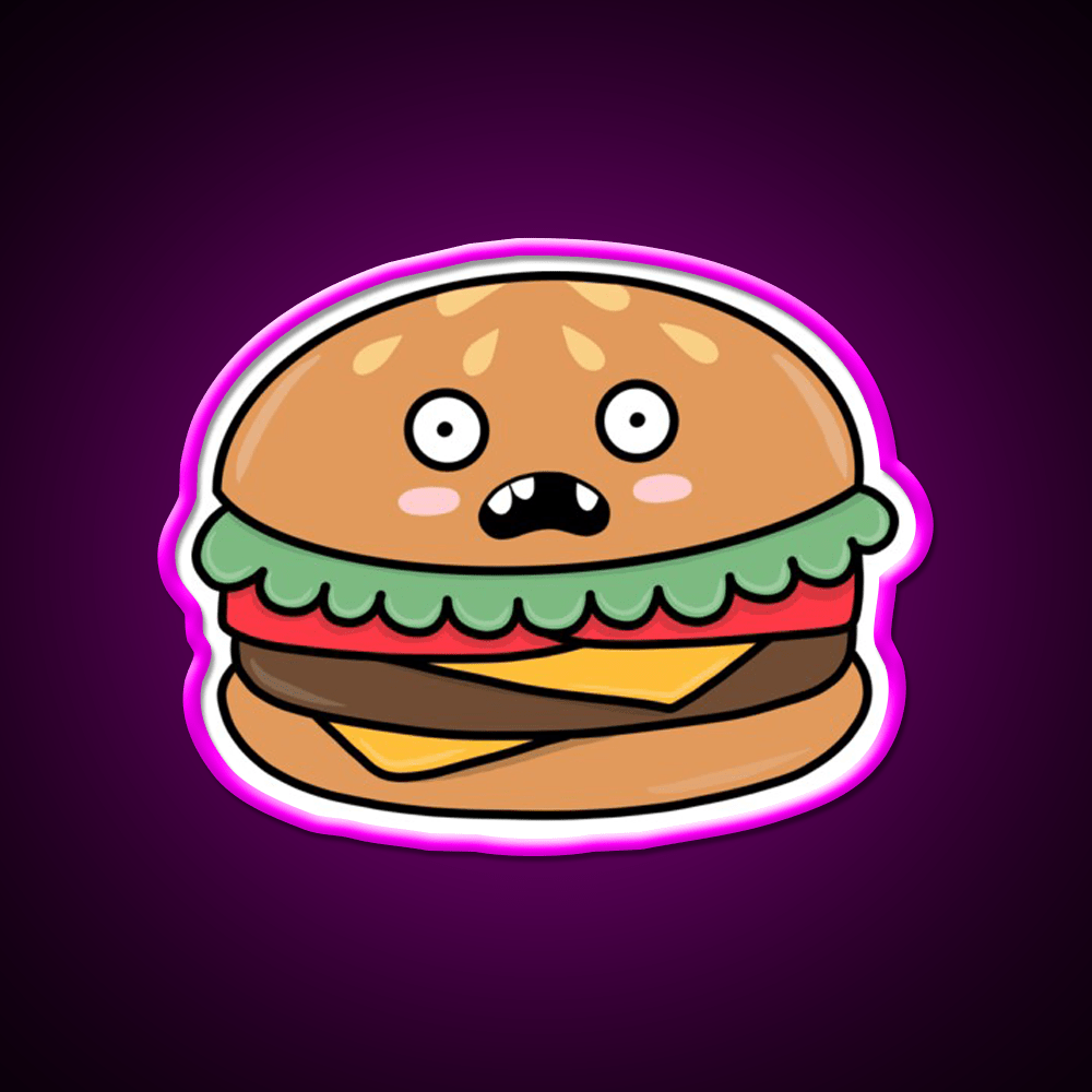 Scared Hamburger Fast Food Led Neon Sign For Burger Place Rgb Color - Shineneon