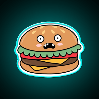 Scared Hamburger Fast Food Led Neon Sign For Burger Place Rgb Color - Shineneon