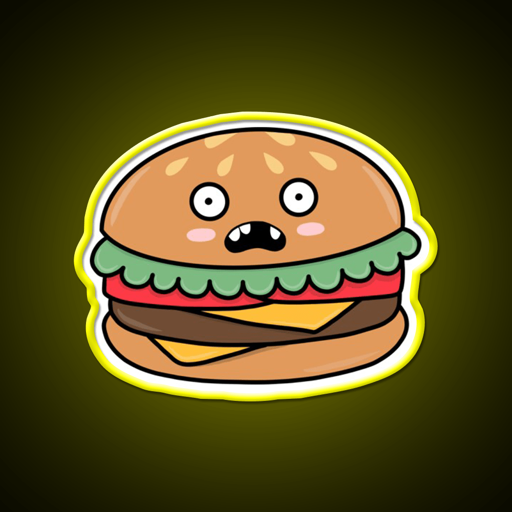 Scared Hamburger Fast Food Led Neon Sign For Burger Place Rgb Color - Shineneon