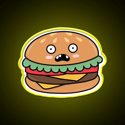 Scared Hamburger Fast Food Led Neon Sign For Burger Place Rgb Color - Shineneon