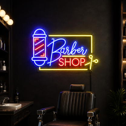 Schild Barbershop Mit LED Neon Sign - 01 Original Product Image