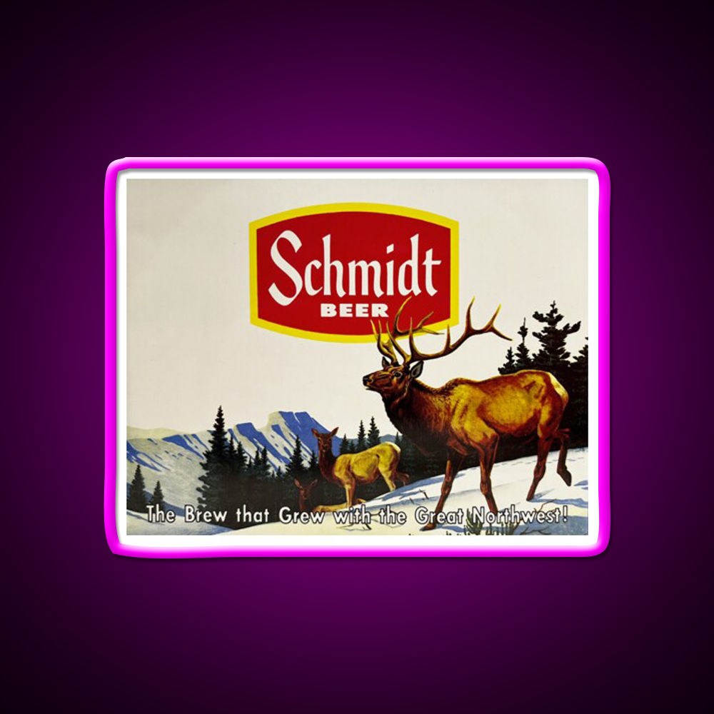 Schmidt Beer Deer Hunting Vintage Retro Beer Bar Decor Led Neon Sign Rgb Color - Neon sign mounted on wall in room