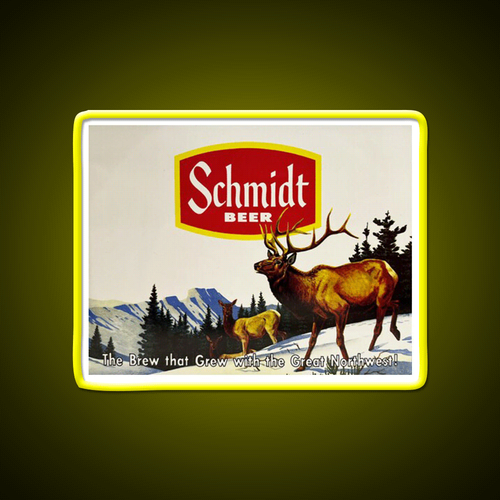 Schmidt Beer Deer Hunting Vintage Retro Beer Bar Decor Led Neon Sign Rgb Color - Custom LED neon sign front view