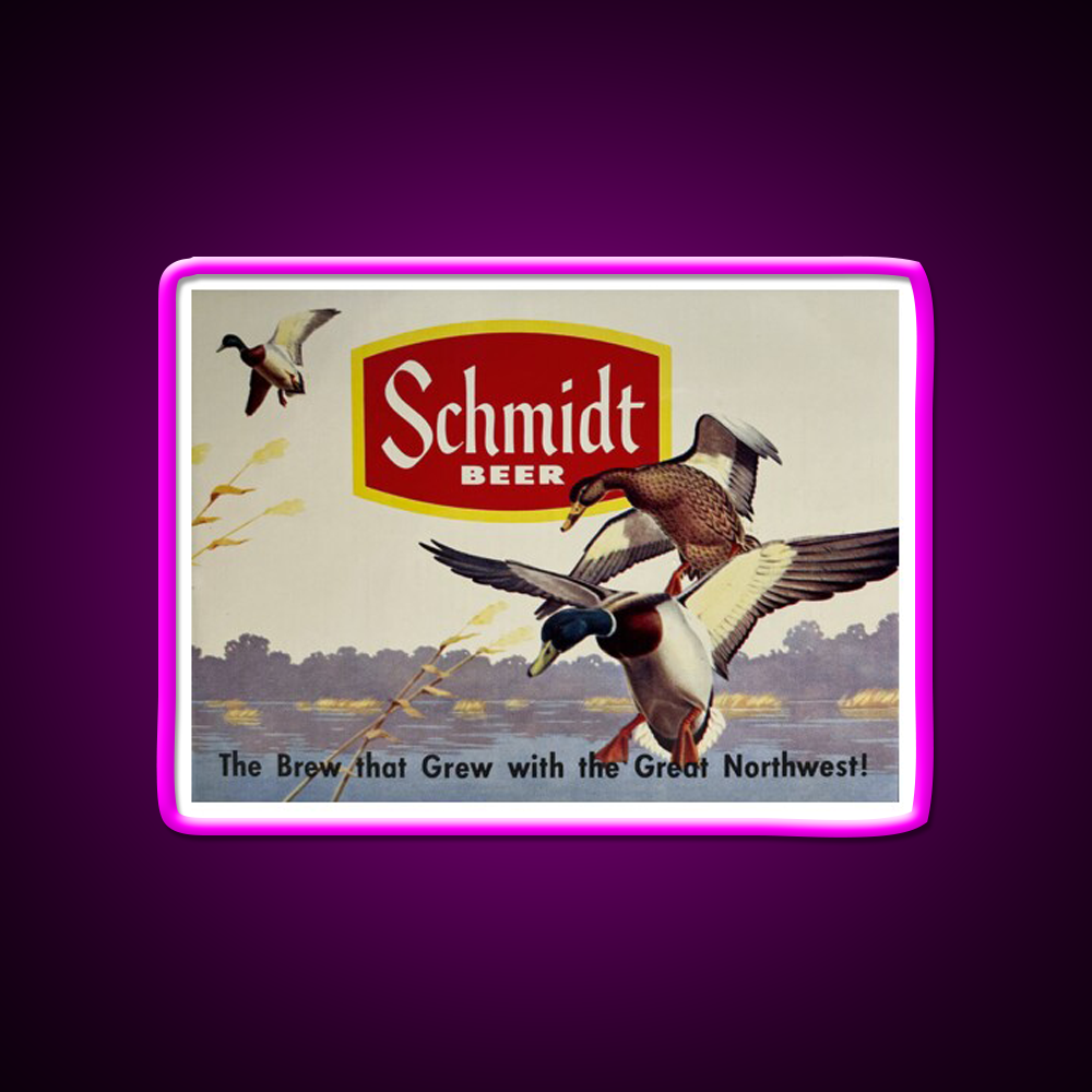 Schmidt Beer Duck Hunting Vintage Retro Beer Bar Decor Led Neon Sign Rgb Color - Neon sign mounted on wall in room