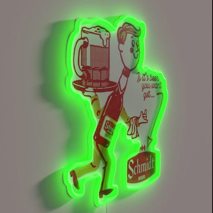 Schmidt Beer Man Retro Defunct Breweriana Rgb Led Neon Sign - Shineneon