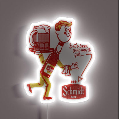 Schmidt Beer Man Retro Defunct Breweriana Rgb Led Neon Sign - Shineneon