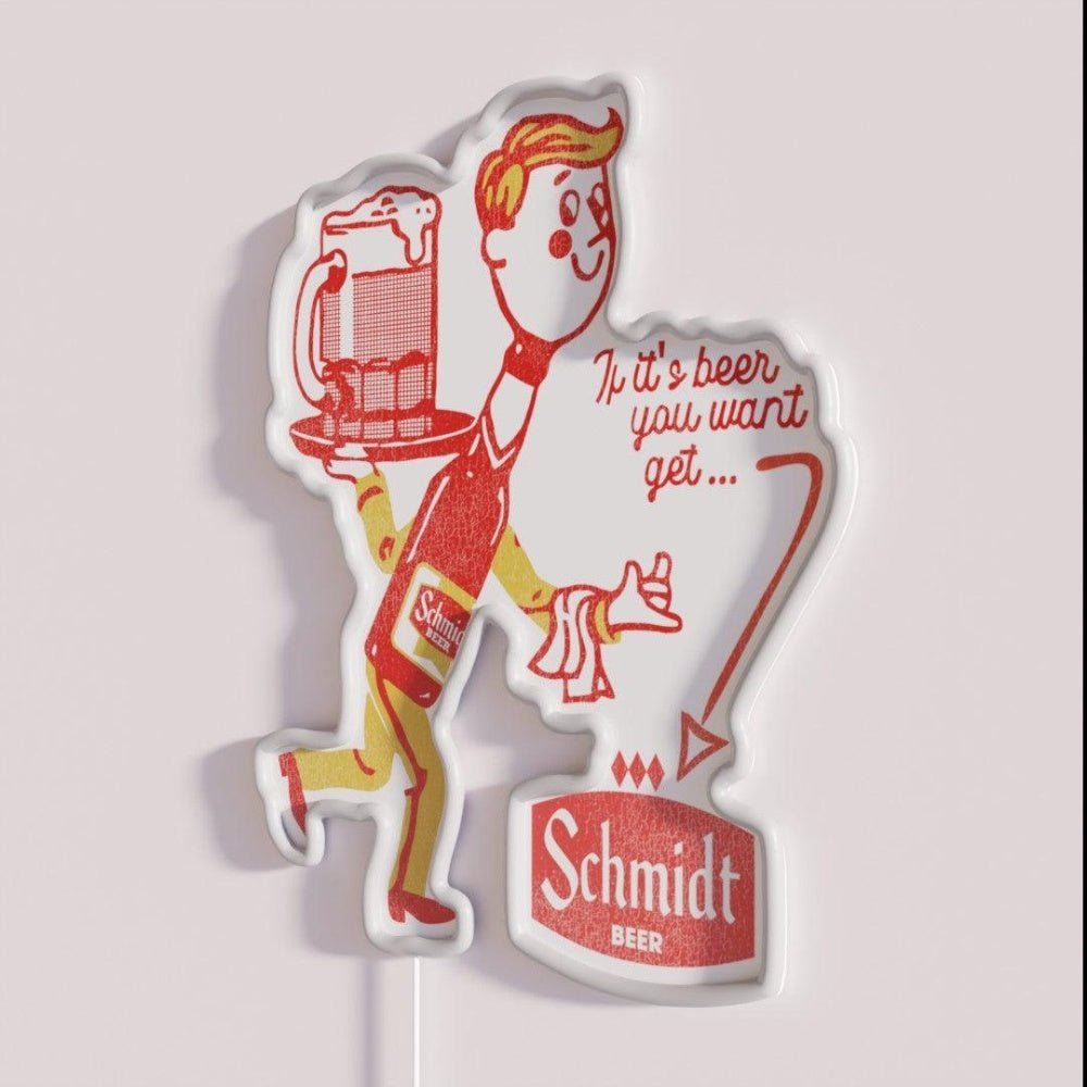 Schmidt Beer Man Retro Defunct Breweriana Rgb Led Neon Sign - Shineneon