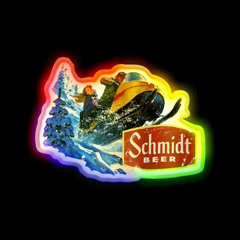 Schmidt Beer Snowmobile Beer Bar Decor Led Neon Sign Rgb Color - LED neon sign close-up detail