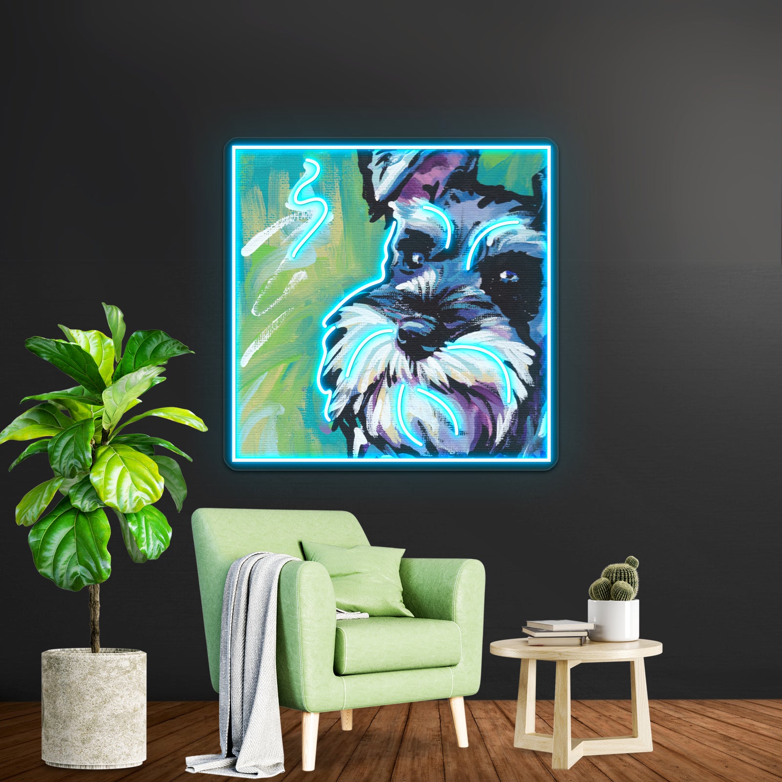 Schnauzer Bright Colorful Pop Dog Artwork Custom Led Signs | Shineneon