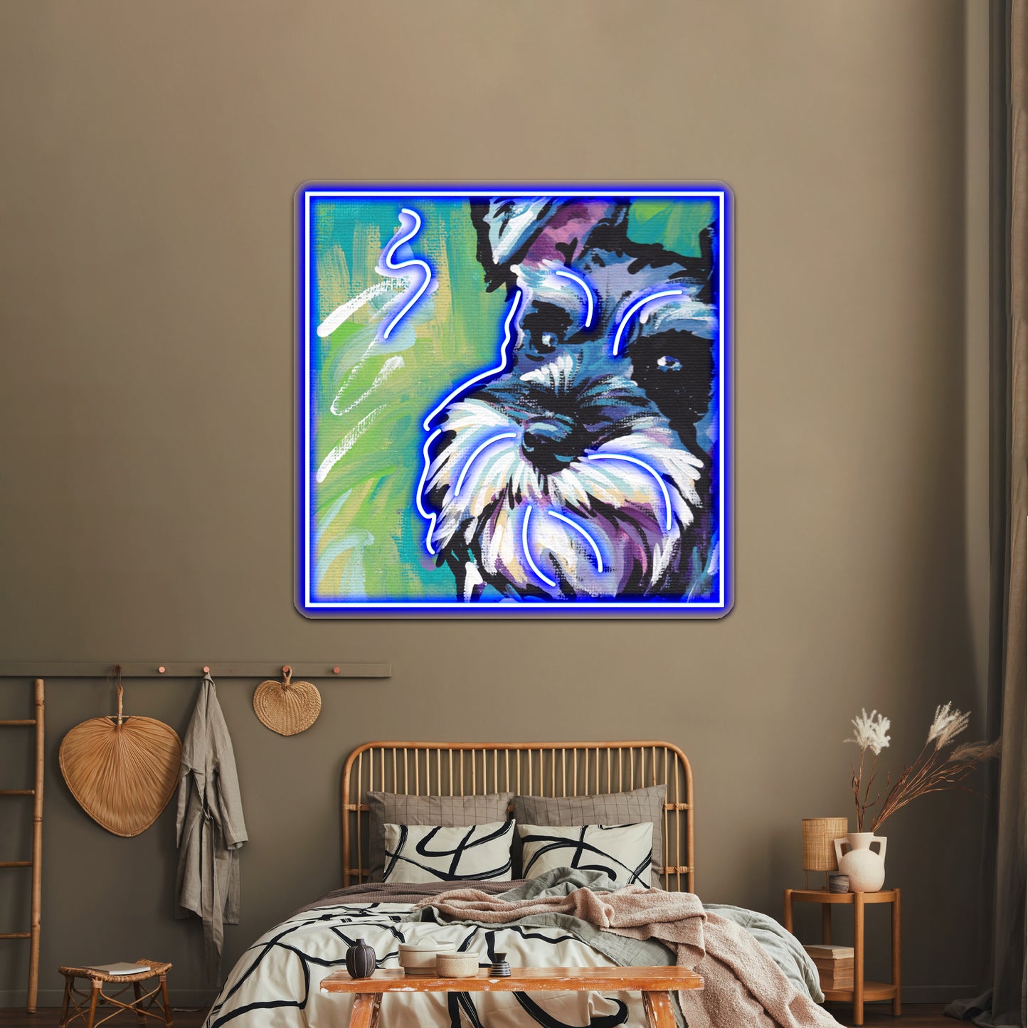 Schnauzer Bright Colorful Pop Dog Artwork Custom Led Signs