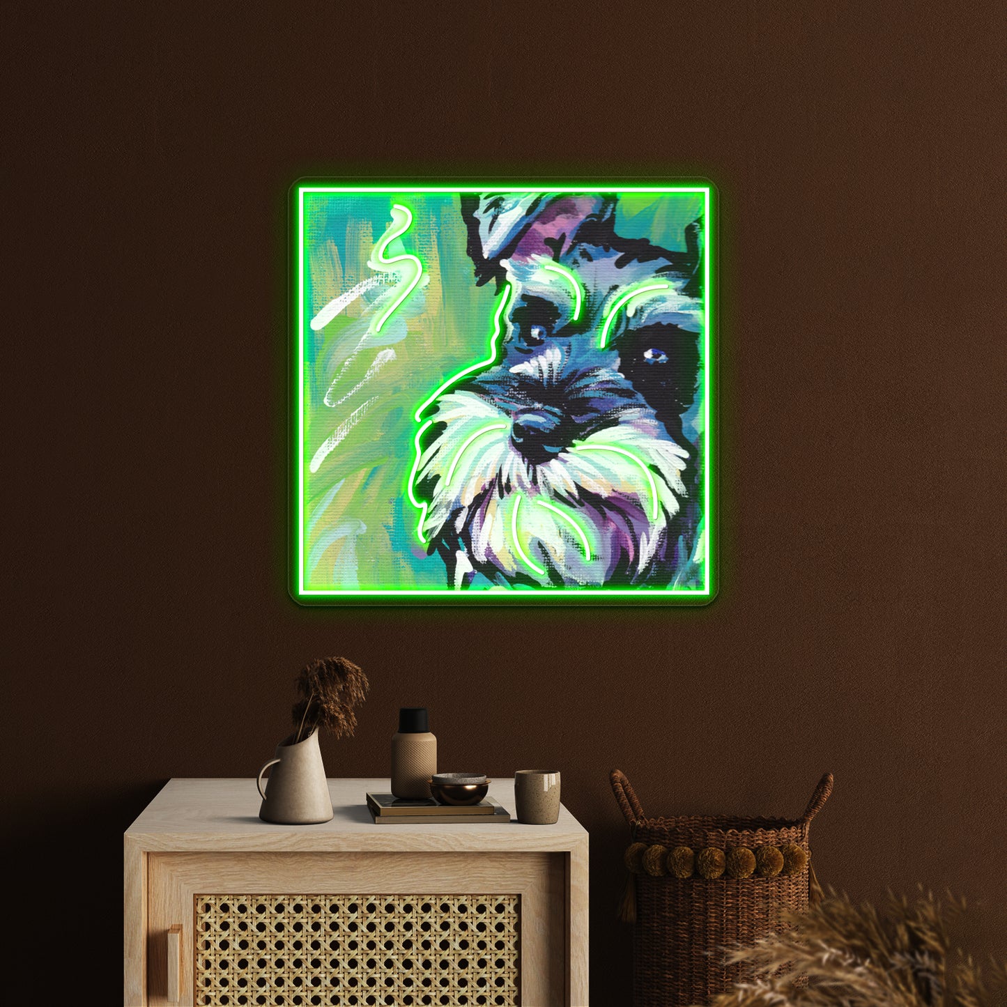 Schnauzer Bright Colorful Pop Dog Artwork Custom Led Signs