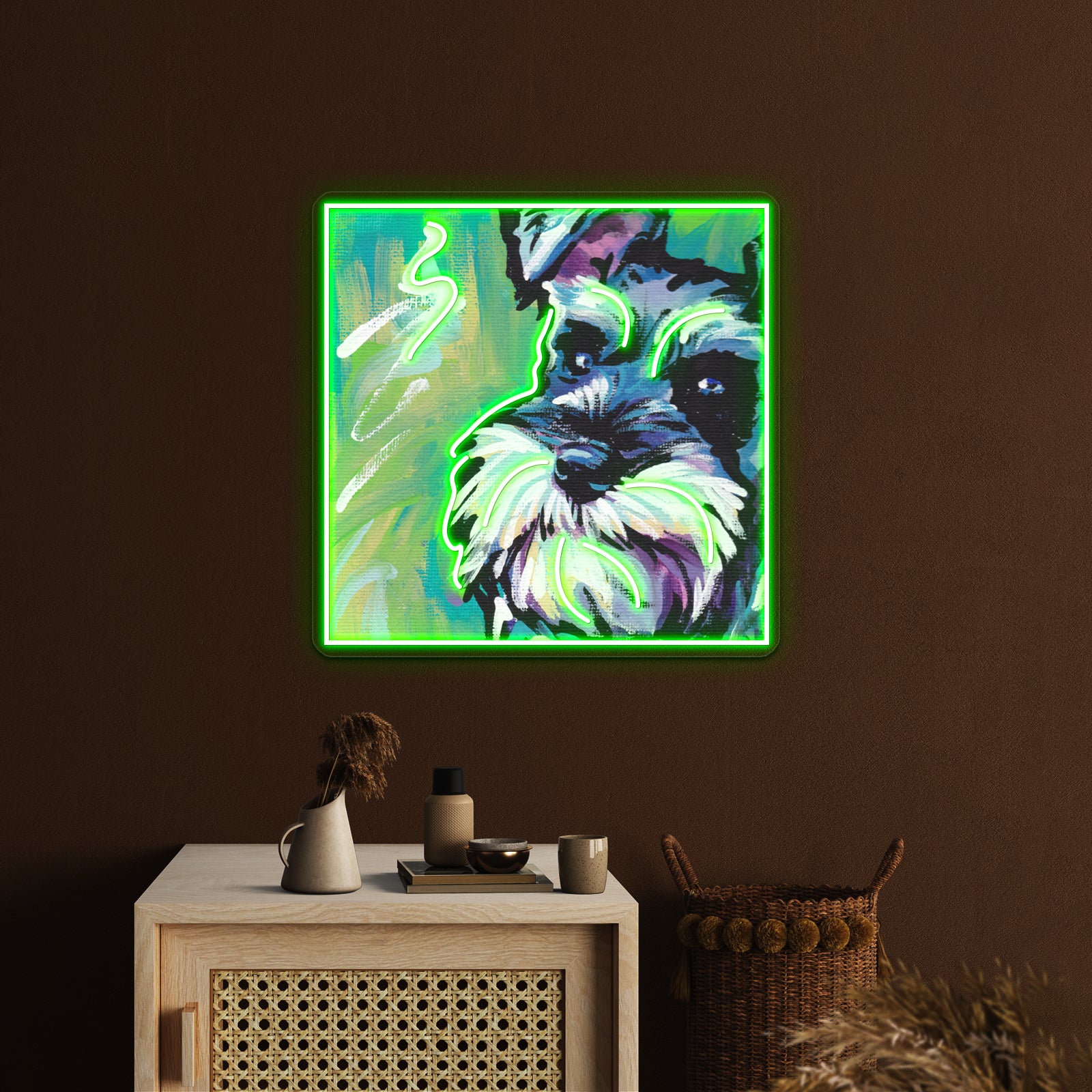 Schnauzer Bright Colorful Pop Dog Artwork Custom Led Signs | Shineneon