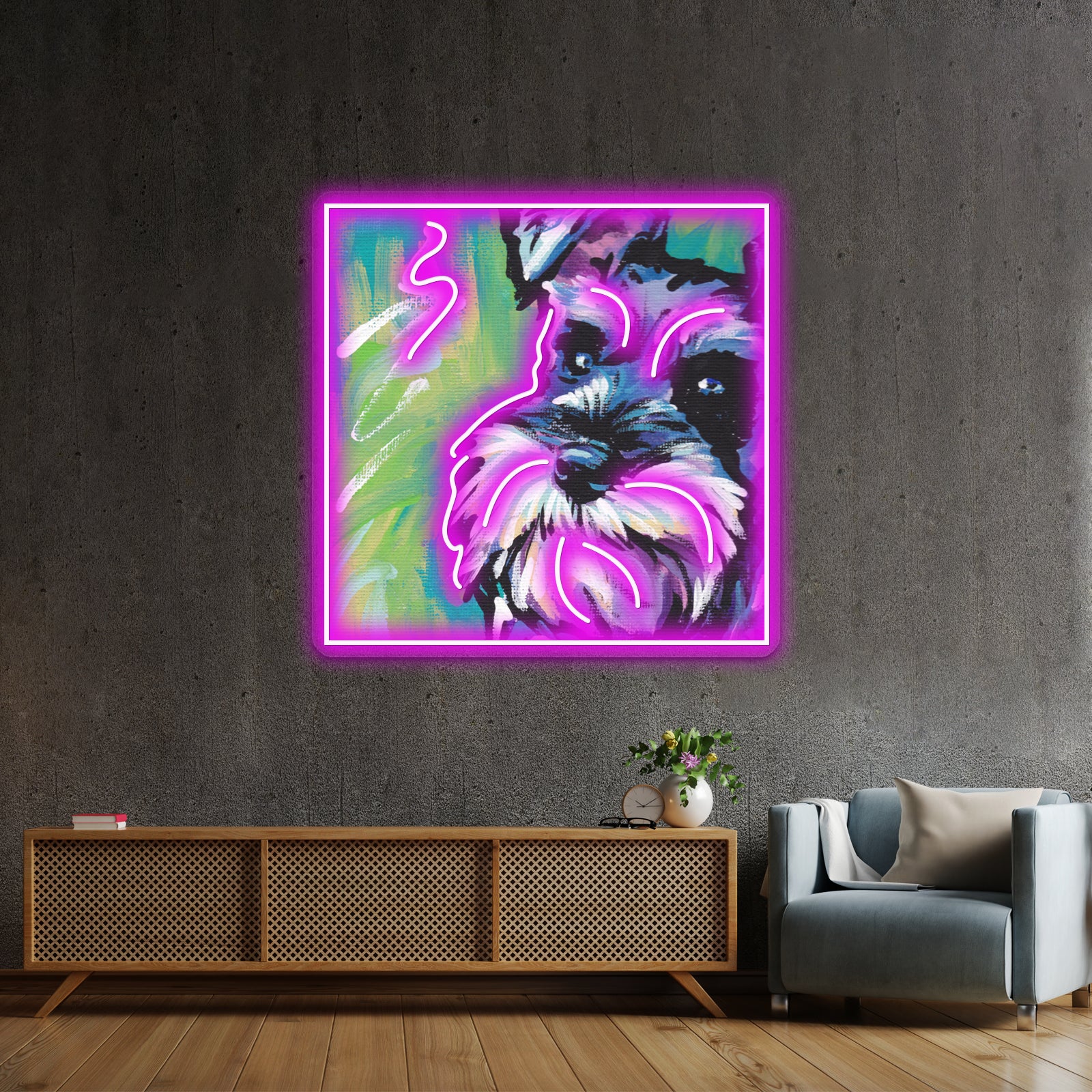 Schnauzer Bright Colorful Pop Dog Artwork Custom Led Signs | Shineneon