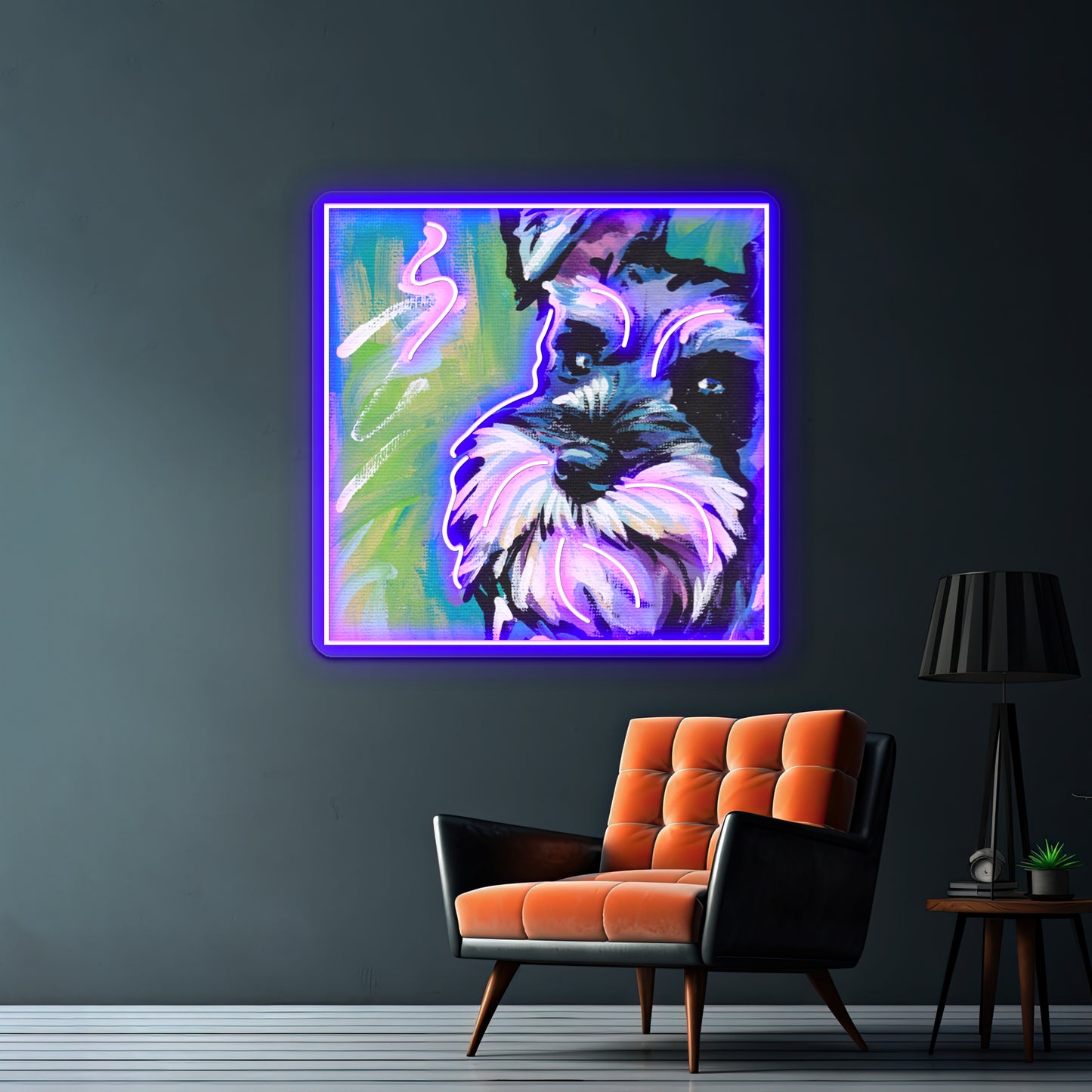 Schnauzer Bright Colorful Pop Dog Artwork Custom Led Signs