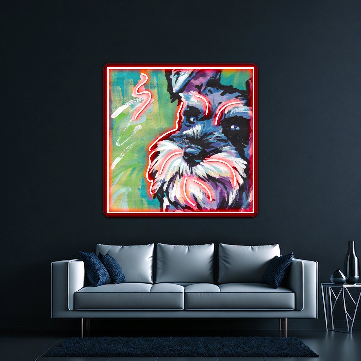 Schnauzer Bright Colorful Pop Dog Artwork Custom Led Signs