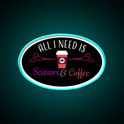 Scissors And Coffee Nail Salon Led Neon Sign Rgb Color