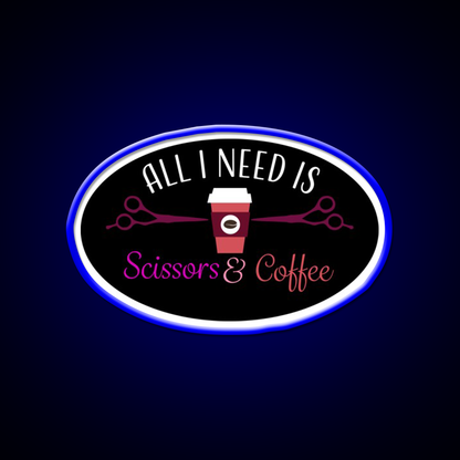 Scissors And Coffee Nail Salon Led Neon Sign Rgb Color