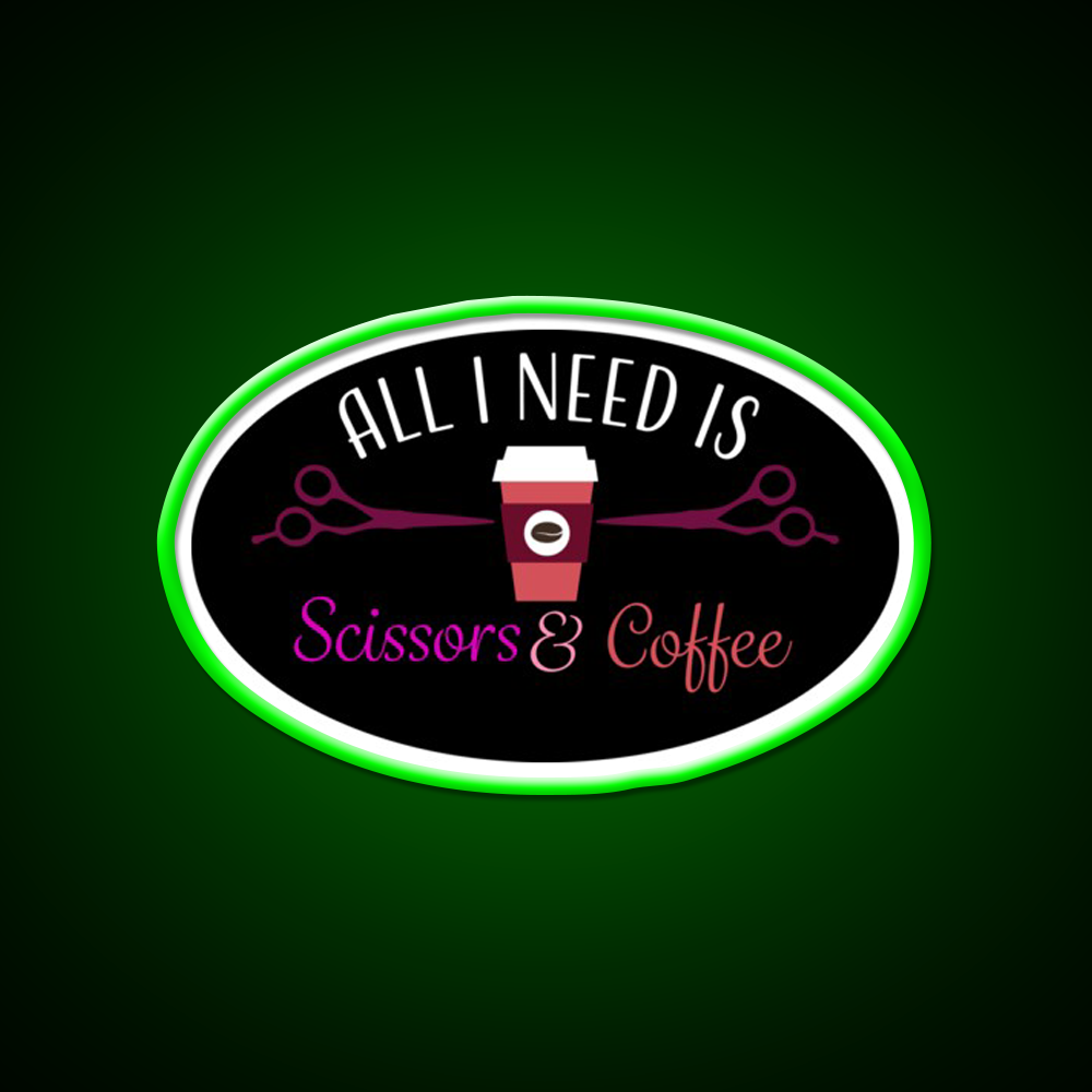 Scissors And Coffee Nail Salon Led Neon Sign Rgb Color