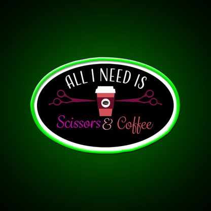 Scissors And Coffee Nail Salon Led Neon Sign Rgb Color