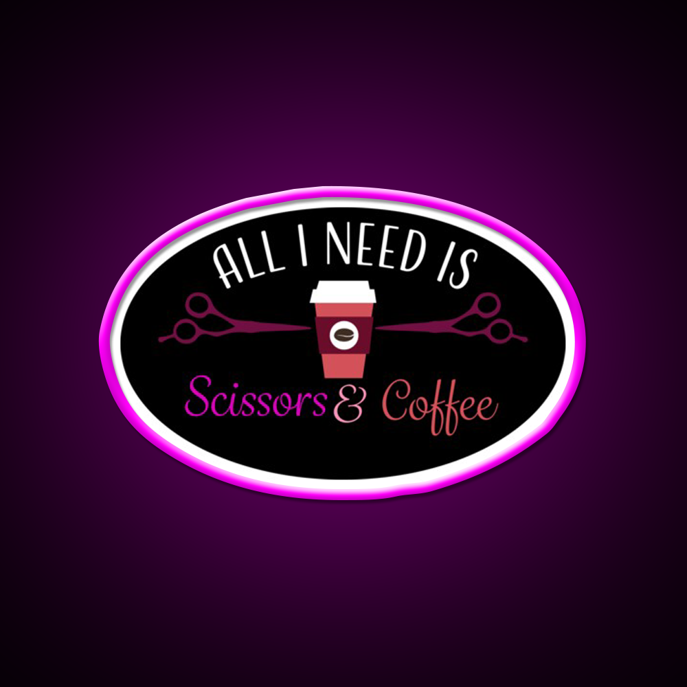 Scissors And Coffee Nail Salon Led Neon Sign Rgb Color