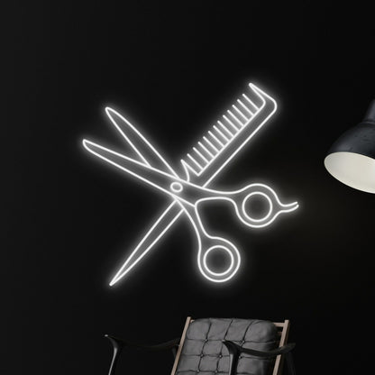 Scissors And Comb Neon Led Sign Welcome Spa Logo Led Neon Light | Shineneon