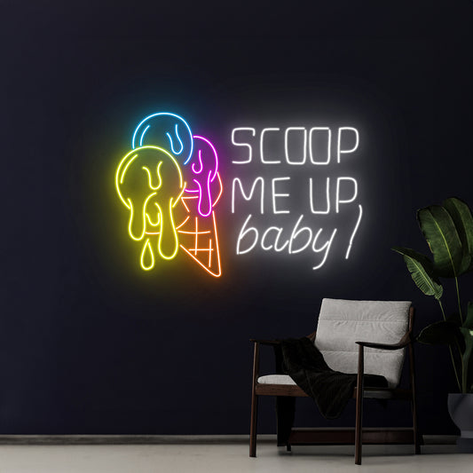 Scoop Me Up Baby Ice Cream Neon Sign