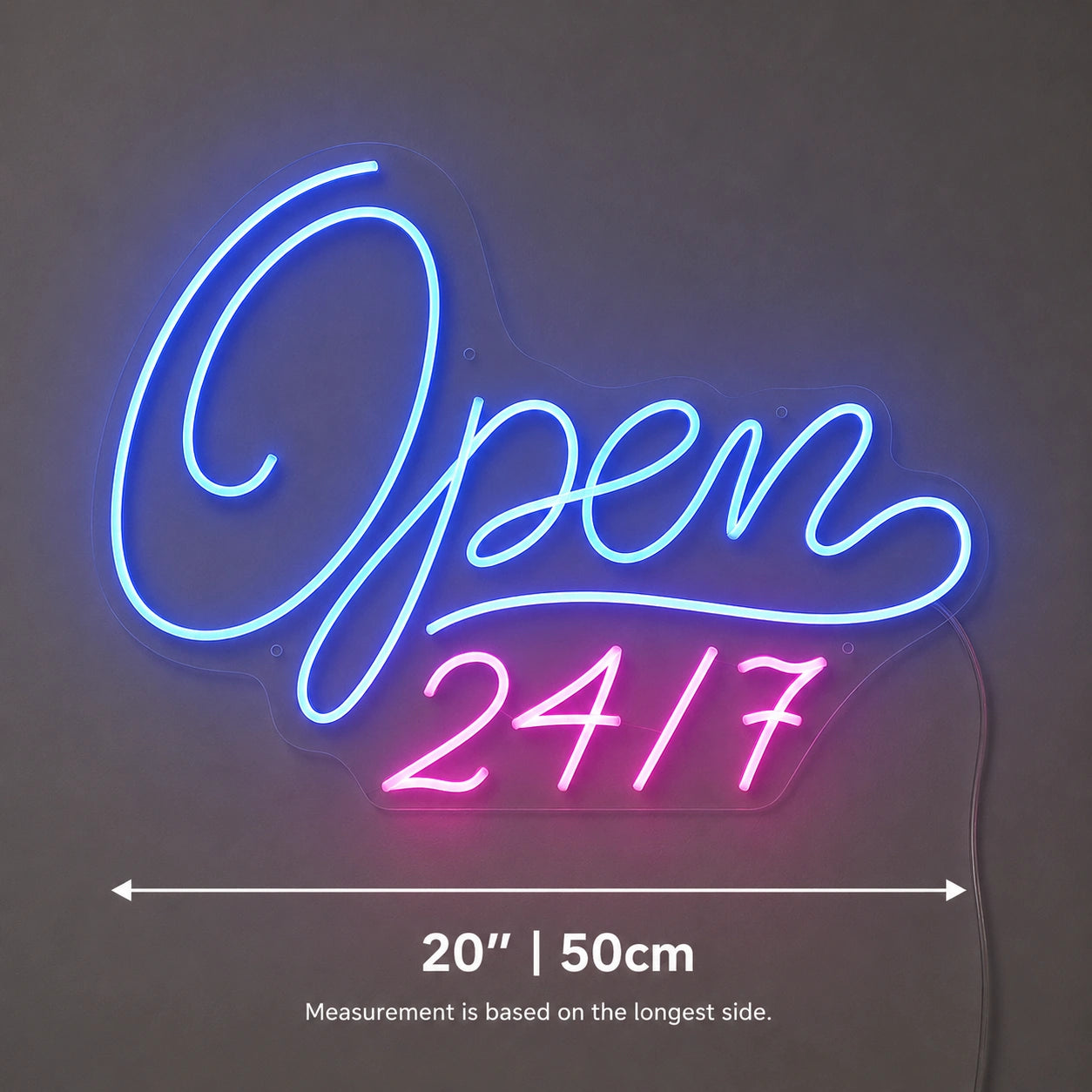 Script Open 24 Seven Neon Sign LED Neon Sign size image