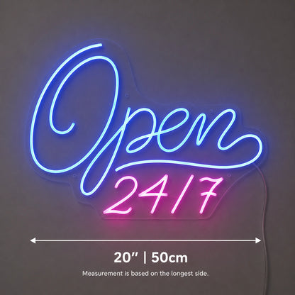 Script Open 24 Seven Neon Sign LED Neon Sign size image