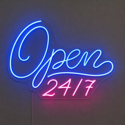 Script Open 24 Seven Neon Sign LED Neon Sign main product image