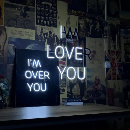 Sculpt Neon Sign Mirrored Hidden Messages I Love You And Im Over You Led Business Sign