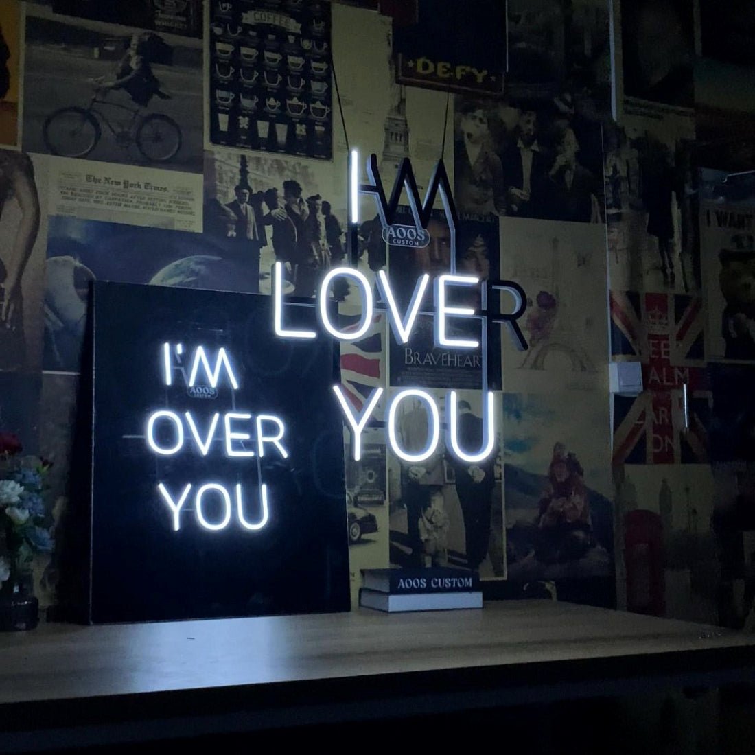 Sculpt Neon Sign Mirrored Hidden Messages I Love You And Im Over You Led Business Sign - Shineneon