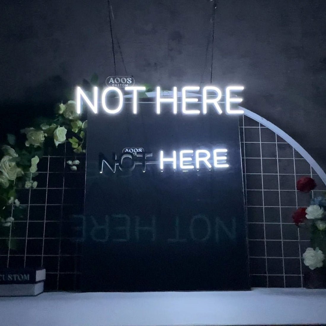 Sculpt Neon Sign Mirrored Hidden Messages Not Here And Here Led Business Sign - Shineneon