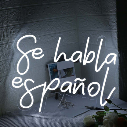 Se Habla Espanol White Led Neon Sign - Shineneon