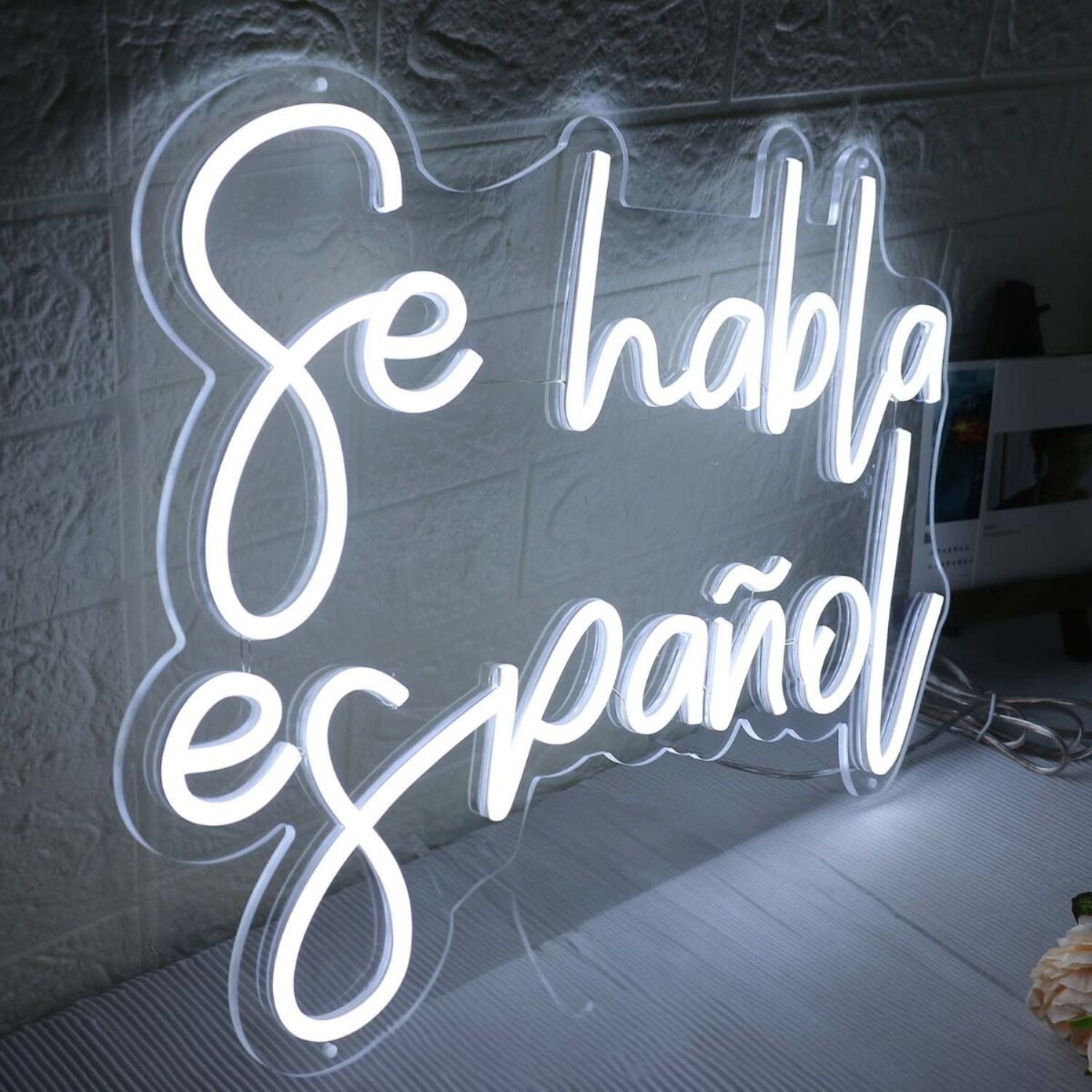 Se Habla Espanol White Led Neon Sign - Shineneon