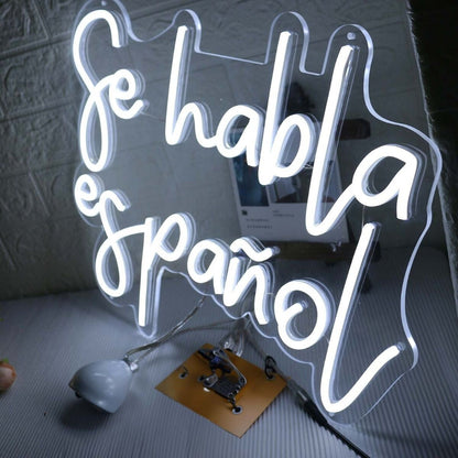 Se Habla Espanol White Led Neon Sign - Shineneon