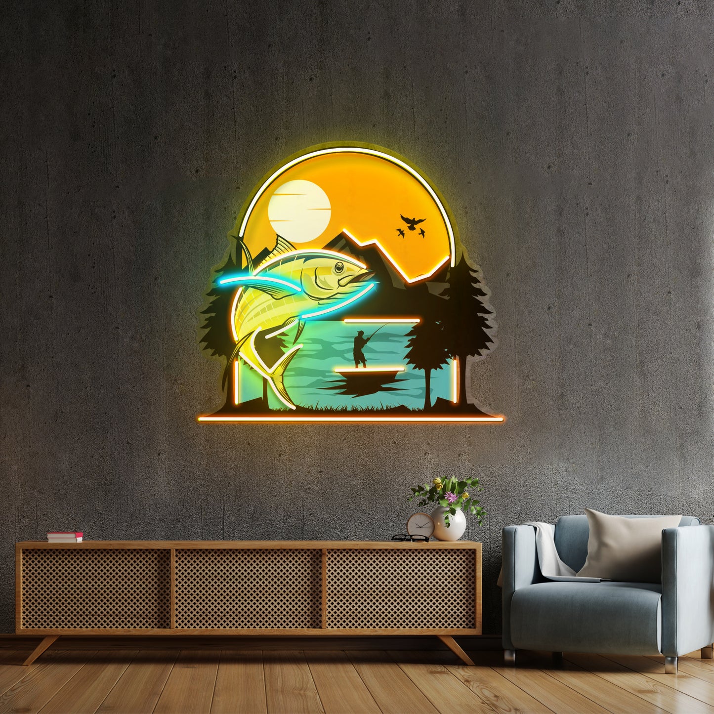 Sea And Fish Paintings Led Neon Sign Light Custom Led Signs