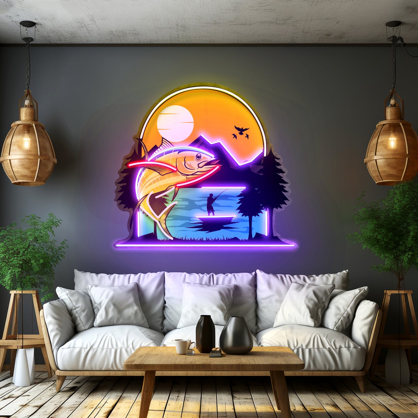 Sea And Fish Paintings Led Neon Sign Light Custom Led Signs